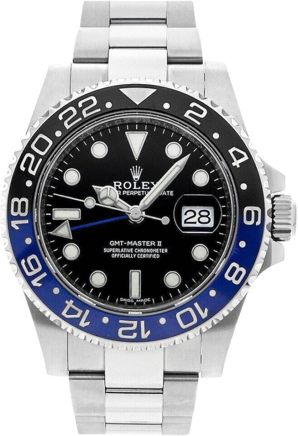 Rolex GMT-Master II 116710BLNR Silver Oyster Bracelet with Blue and Black Bezel 2023