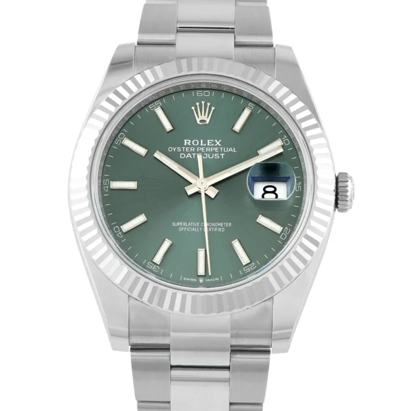 Rolex Datejust 41 Green Dial Steel and White Gold Watch 126334 Ref: 126334