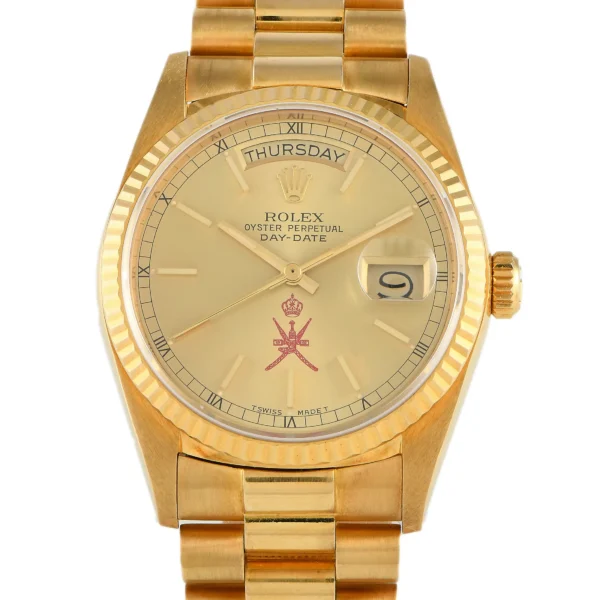 Rolex Day-Date 36 Champagne Khanjar Dial Watch 18038 Ref: 18038