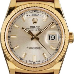 Rolex Day-Date 118138 18k Yellow Gold Silver Dial